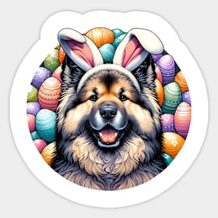 Eurasier Enjoys Easter Festivities with Bunny Ears Sticker